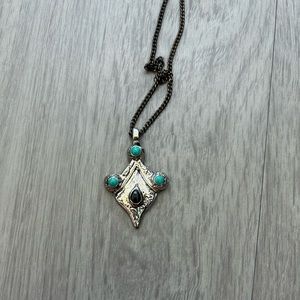 Silver necklace with turquoise accents